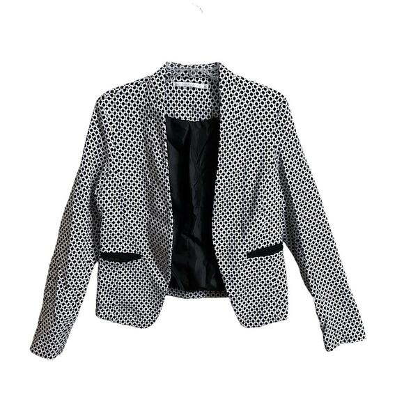Mosaic & Co. Jacket Size XL Black White Diamond Pattern Open Short Pockets Lined - Picture 12 of 12